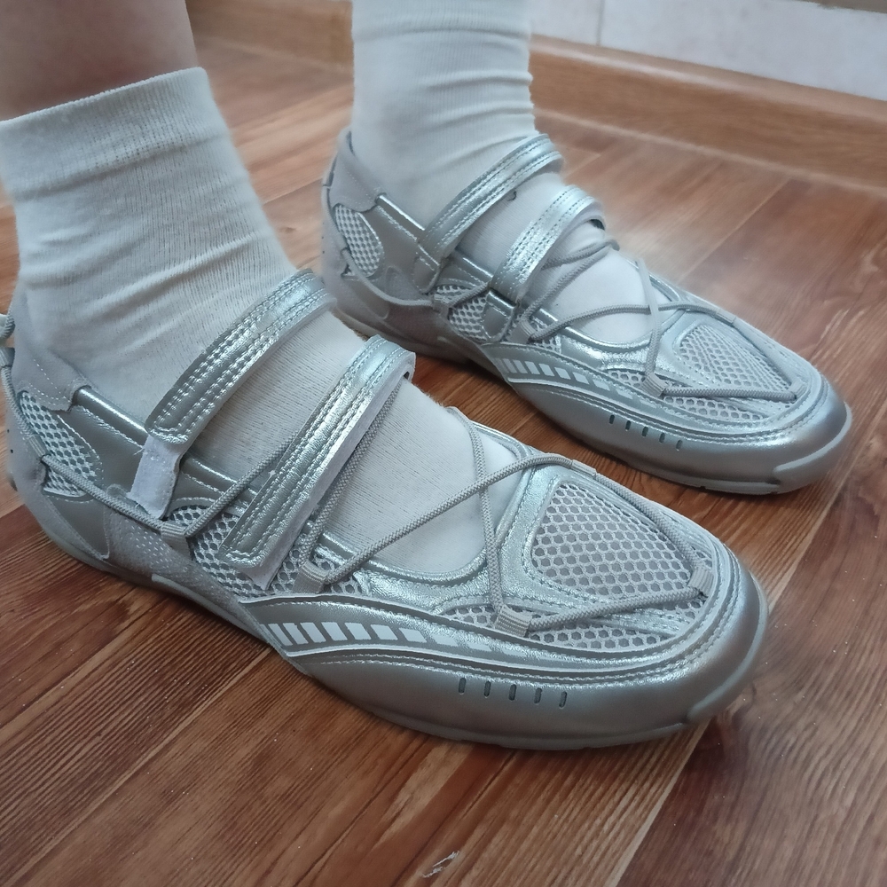 Women’s Metallic Silver Sport Ballet Style Sneakers
